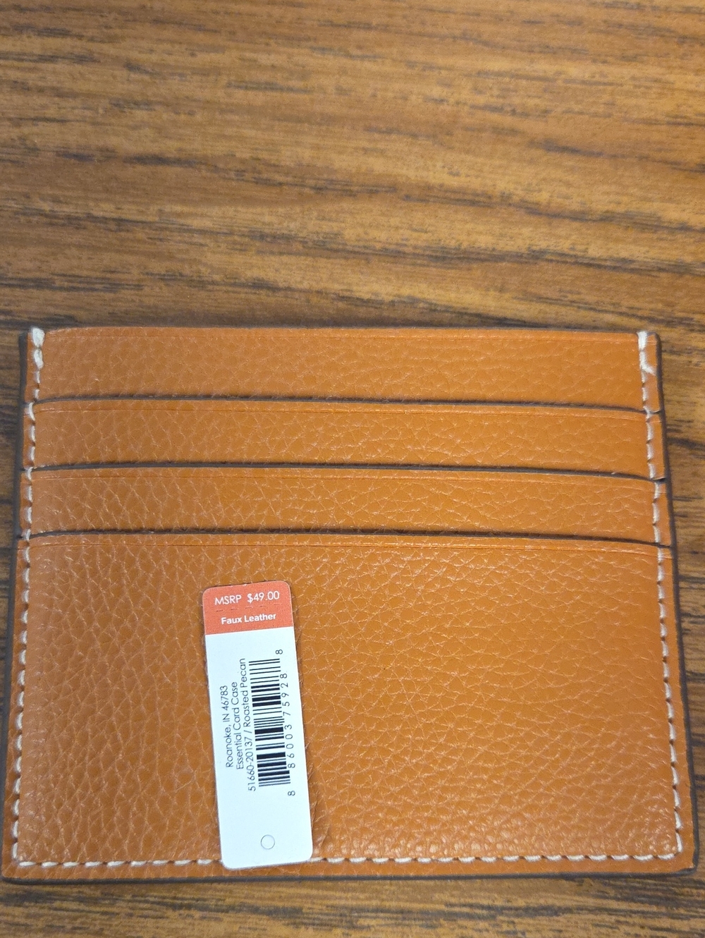 Vera Bradley Orange Faux Leather Card Holder with White Stitching